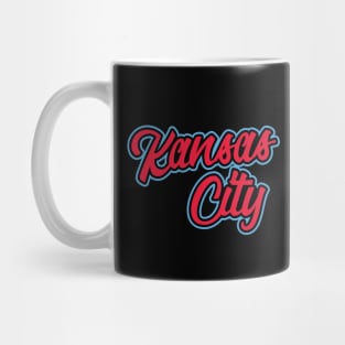Vintage Kansas City Red And Baby Blue Script For KCMO Locals Mug